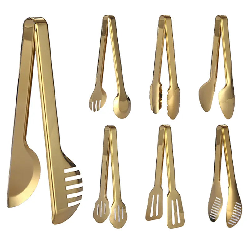 Utensils Tongs Stainless Steel Gold Kitchenware-Multiple Styles