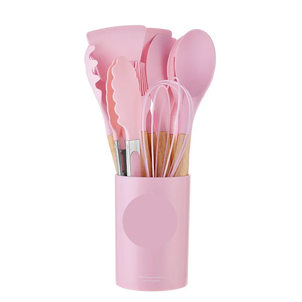 12Pcs Utensils Kitchenware ,Silicone Heat Resistant, Non-Stick