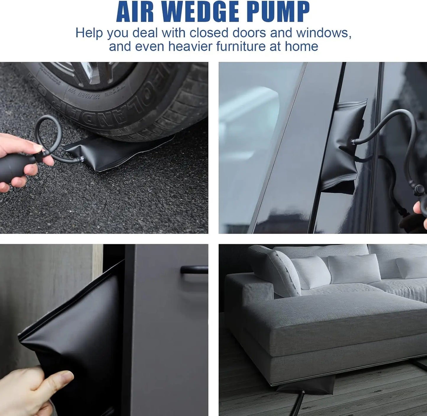 Long 18PCS Car Door Tool Kit Inflatable Air Pump Door Open Kits with Carrying Bag