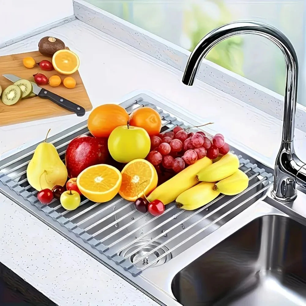 Foldable Stainless Steel Rack Drying Dish Drainer