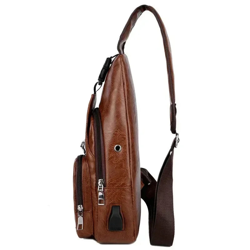 Nylon Sling Backpack Bag for Men & Women,Portable USB Charging,Crossbody Shoulder Bag