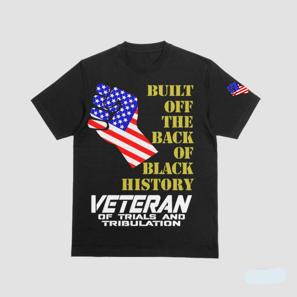 Flag Fist Short Sleeve T-shirt-Built off the back of black history