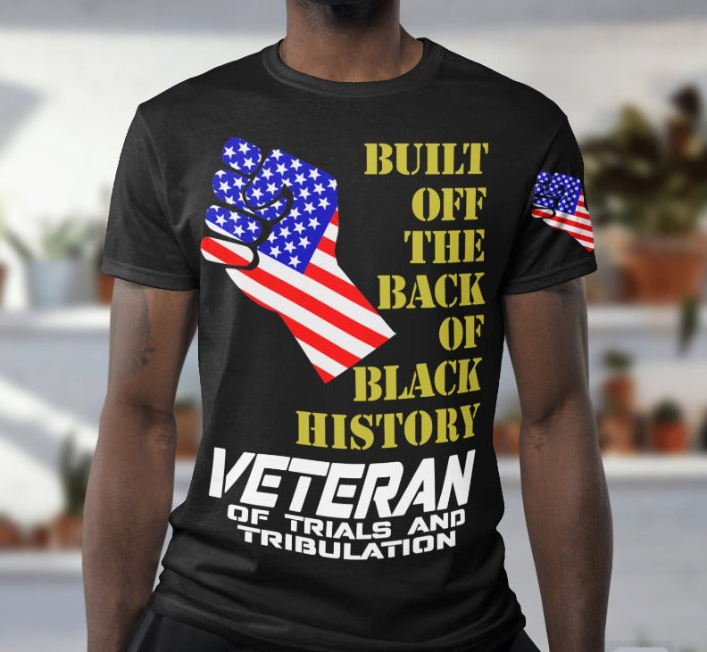 Flag Fist Short Sleeve T-shirt-Built off the back of black history