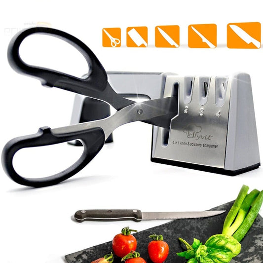 Knife Sharpener & Scissors Grinder,4 Stage Professional Kitchen Sharpening Tool