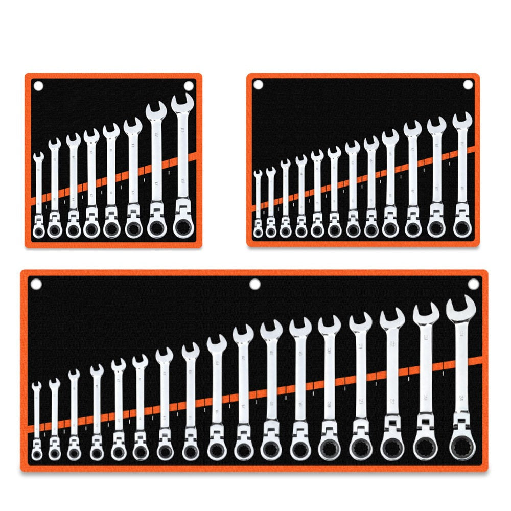 72 Teeth Spanner Flex-Head Ratchet,Combination Wrench Set 8-24MM