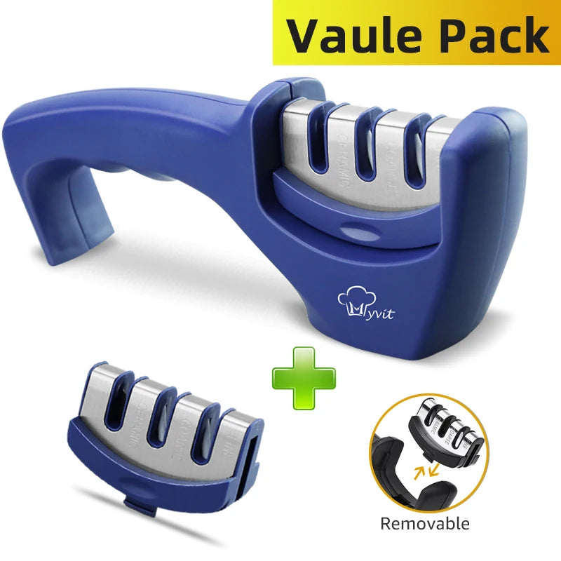 Knife Sharpener & Scissors Grinder,4&3 Stage Professional Kitchen Sharpening Tool