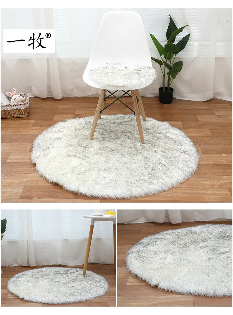 Round Plush Fur Rugs, Cushion Mats