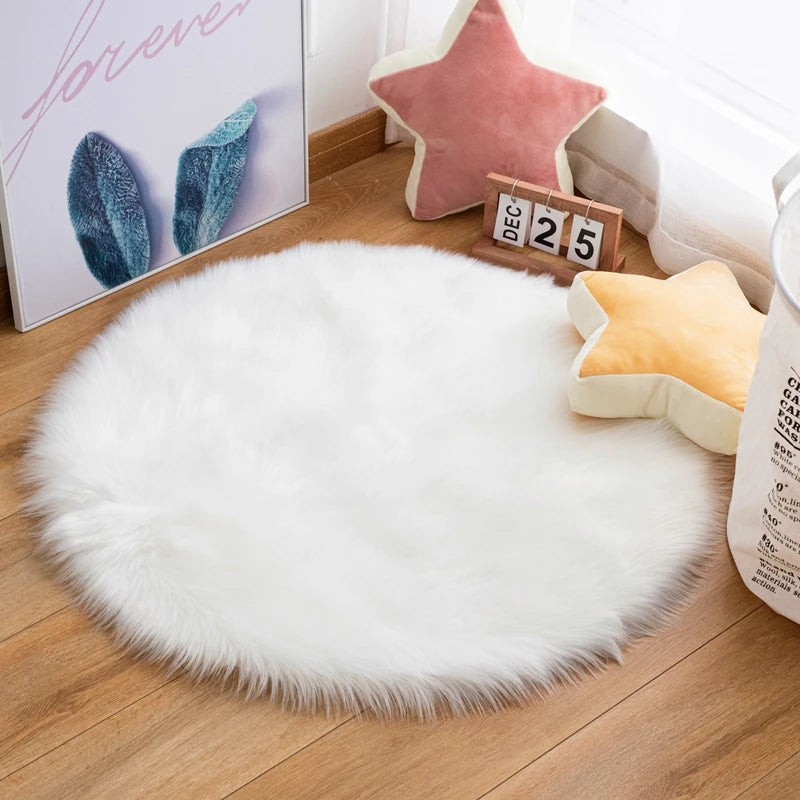 Round Plush Fur Rugs, Cushion Mats