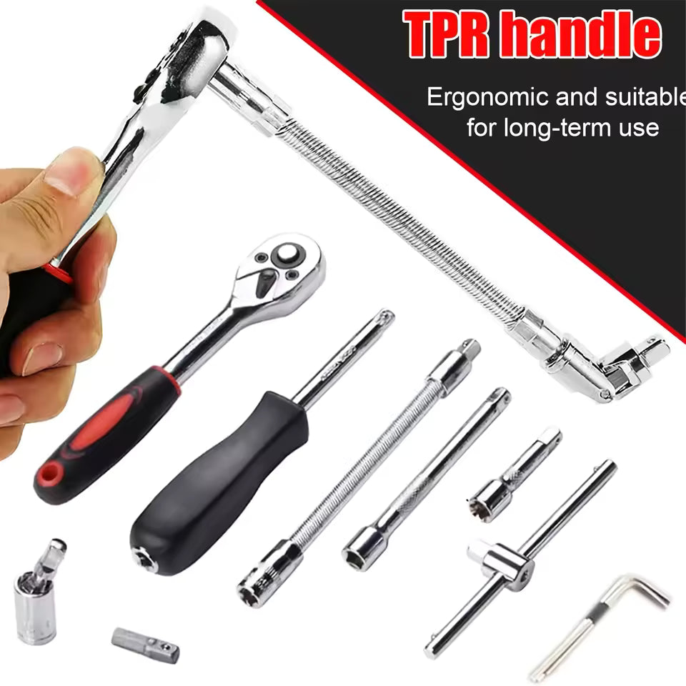 46-Piece Socket & Ratchet Torque Wrench Set,Auto Repair Tool