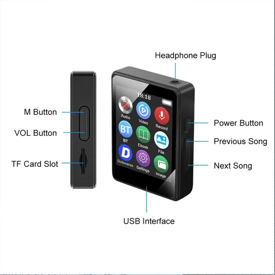 Portable MP3 Player with 5.0 Music Stereo Speaker and Mini MP4 Video