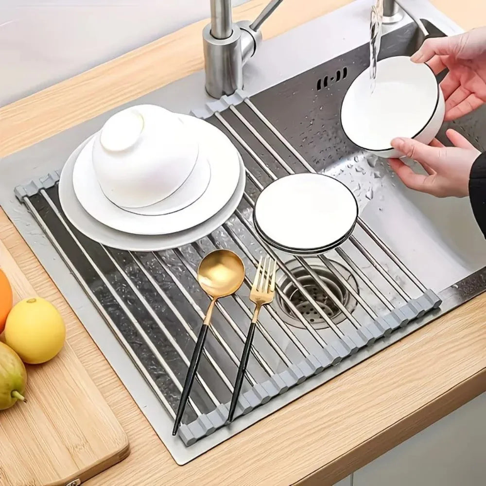 Foldable Stainless Steel Rack Drying Dish Drainer