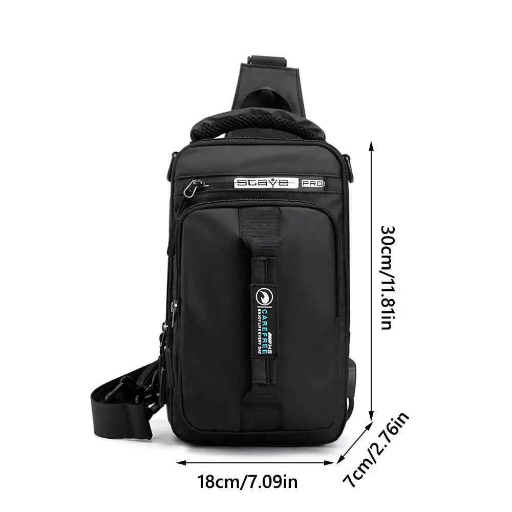 Backpack,Chest and Shoulder Bag with USB Charging,Sport Waterproof Storage