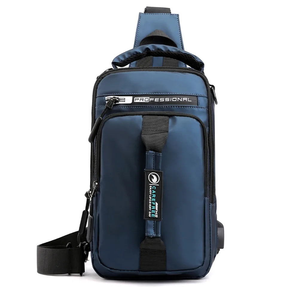 Backpack,Chest and Shoulder Bag with USB Charging,Sport Waterproof Storage