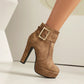 Thick Heel Zipper Ankle Boots Ultra-High Upper Platform