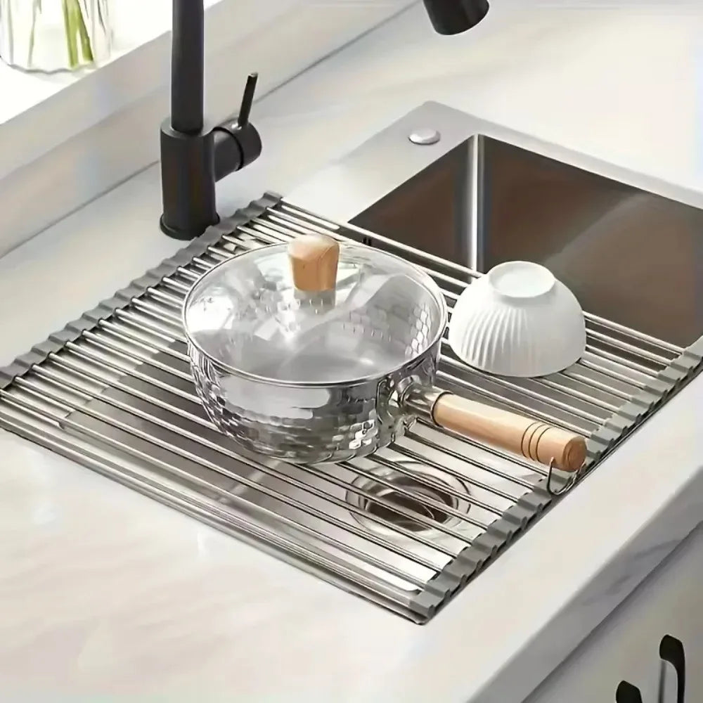Foldable Stainless Steel Rack Drying Dish Drainer
