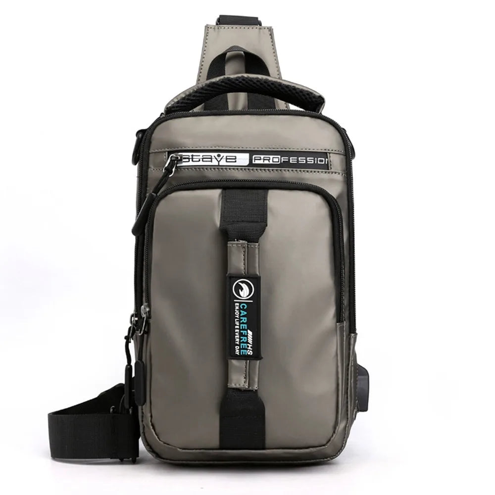 Backpack,Chest and Shoulder Bag with USB Charging,Sport Waterproof Storage