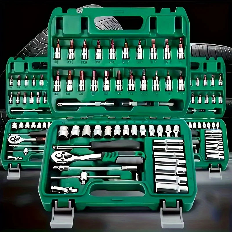53-Piece Socket & Ratchet Torque Wrench Set,Auto Repair Tool
