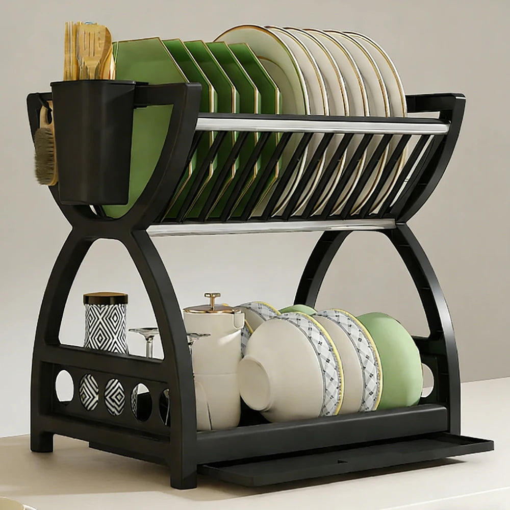 Dish Storage Drain Rack and Chopstick Bowl Storage