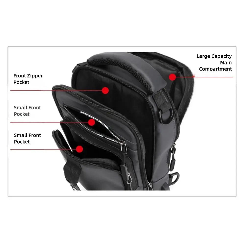 Backpack,Chest and Shoulder Bag with USB Charging,Sport Waterproof Storage