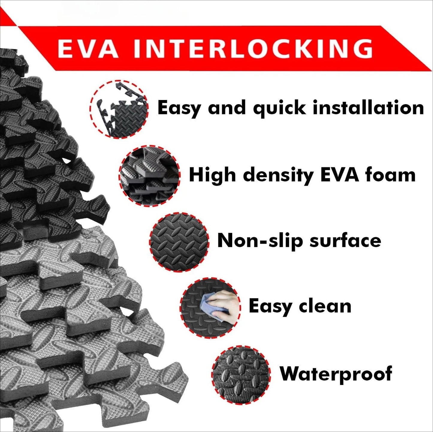 12 Pcs Interlocking Gym and Yoga Fitness Equipment Protective Thickened Mat