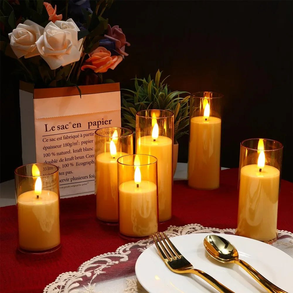 Flameless Battery Operated LED Flickering Amber Candles