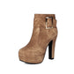 Thick Heel Zipper Ankle Boots Ultra-High Upper Platform