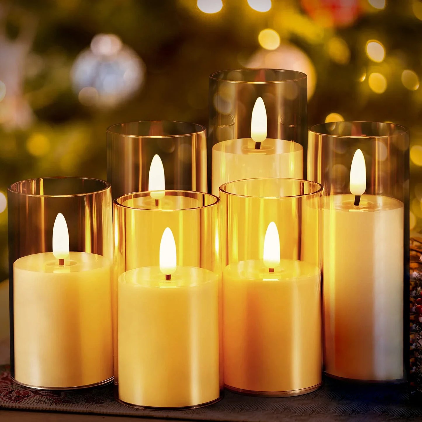 Flameless Battery Operated LED Flickering Amber Candles