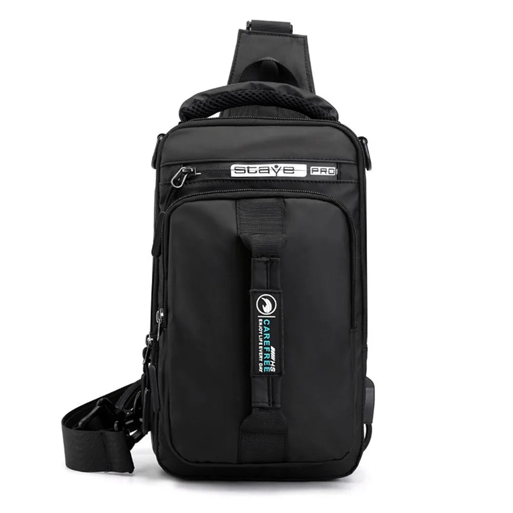 Backpack,Chest and Shoulder Bag with USB Charging,Sport Waterproof Storage