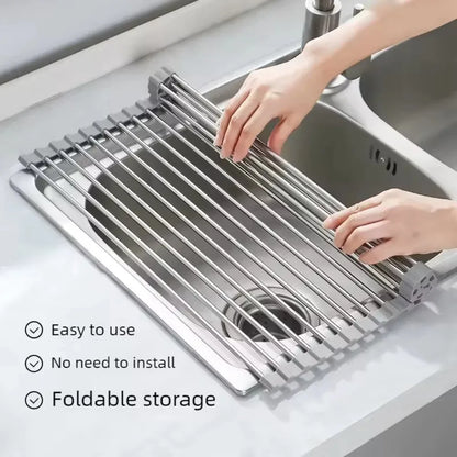 Foldable Stainless Steel Rack Drying Dish Drainer