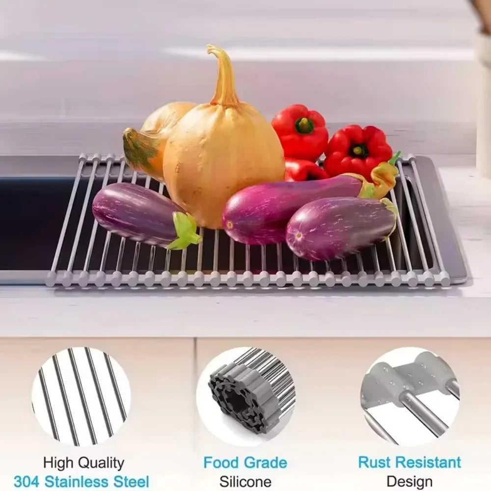 Foldable Stainless Steel Rack Drying Dish Drainer