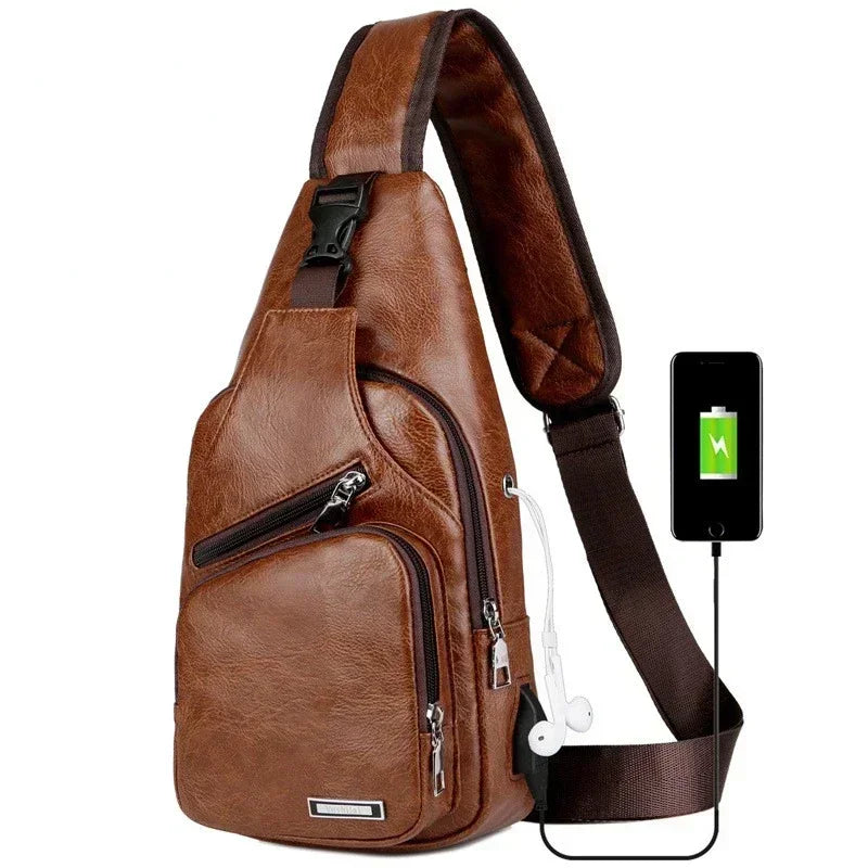 Nylon Sling Backpack Bag for Men & Women,Portable USB Charging,Crossbody Shoulder Bag