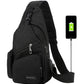 Nylon Sling Backpack Bag for Men & Women,Portable USB Charging,Crossbody Shoulder Bag