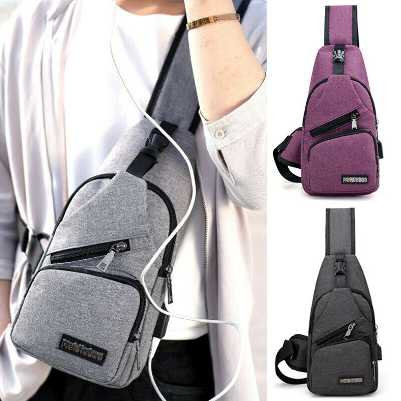 Nylon Sling Backpack Bag for Men & Women,Portable USB Charging,Crossbody Shoulder Bag