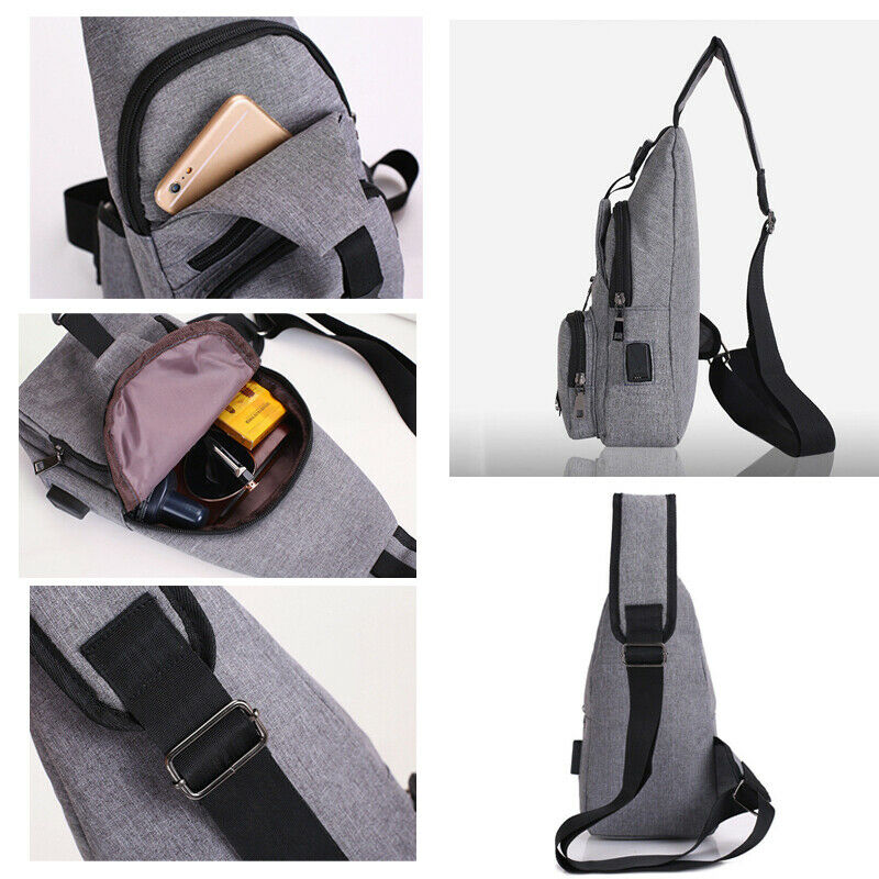 Nylon Sling Backpack Bag for Men & Women,Portable USB Charging,Crossbody Shoulder Bag