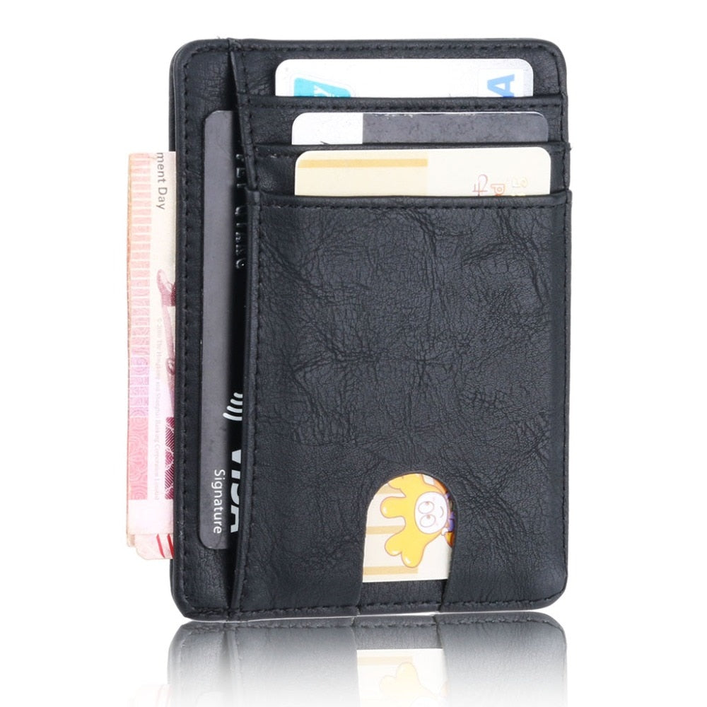 Slim Minimalist Front Pocket Leather Wallet,Credit & ID Card Holder,for Men & Women