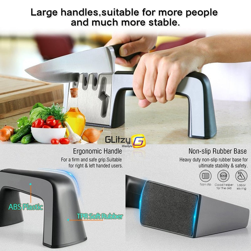 Knife Sharpener & Scissors Grinder,4 Stage Professional Kitchen Sharpening Tool