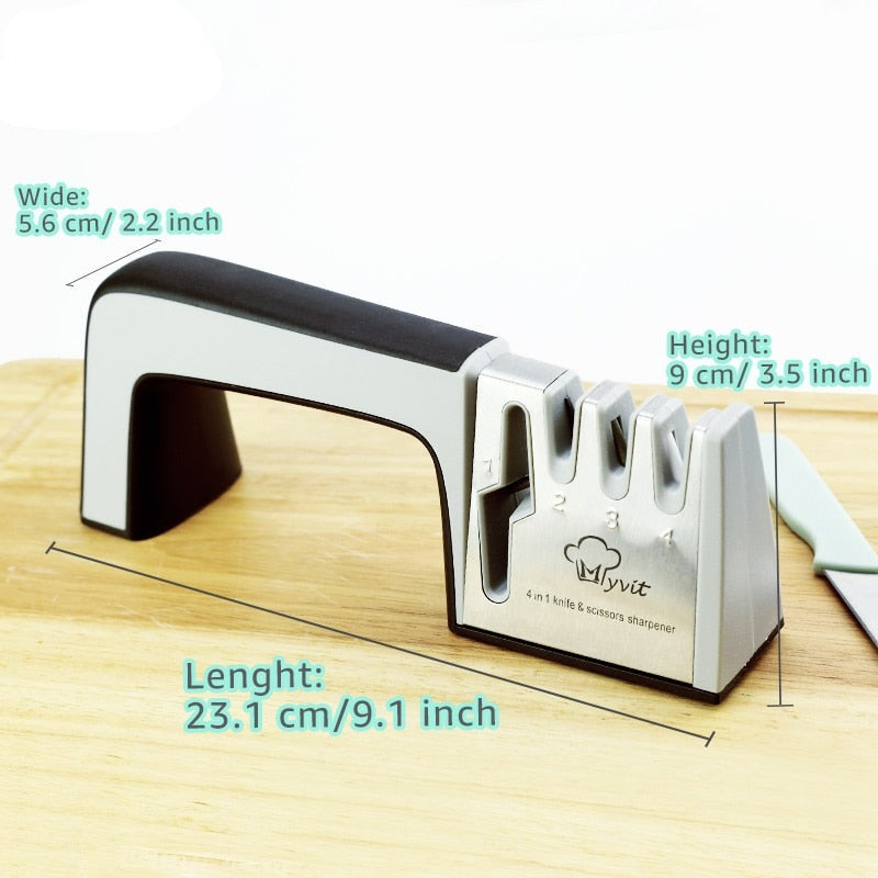 Knife Sharpener & Scissors Grinder,4 Stage Professional Kitchen Sharpening Tool