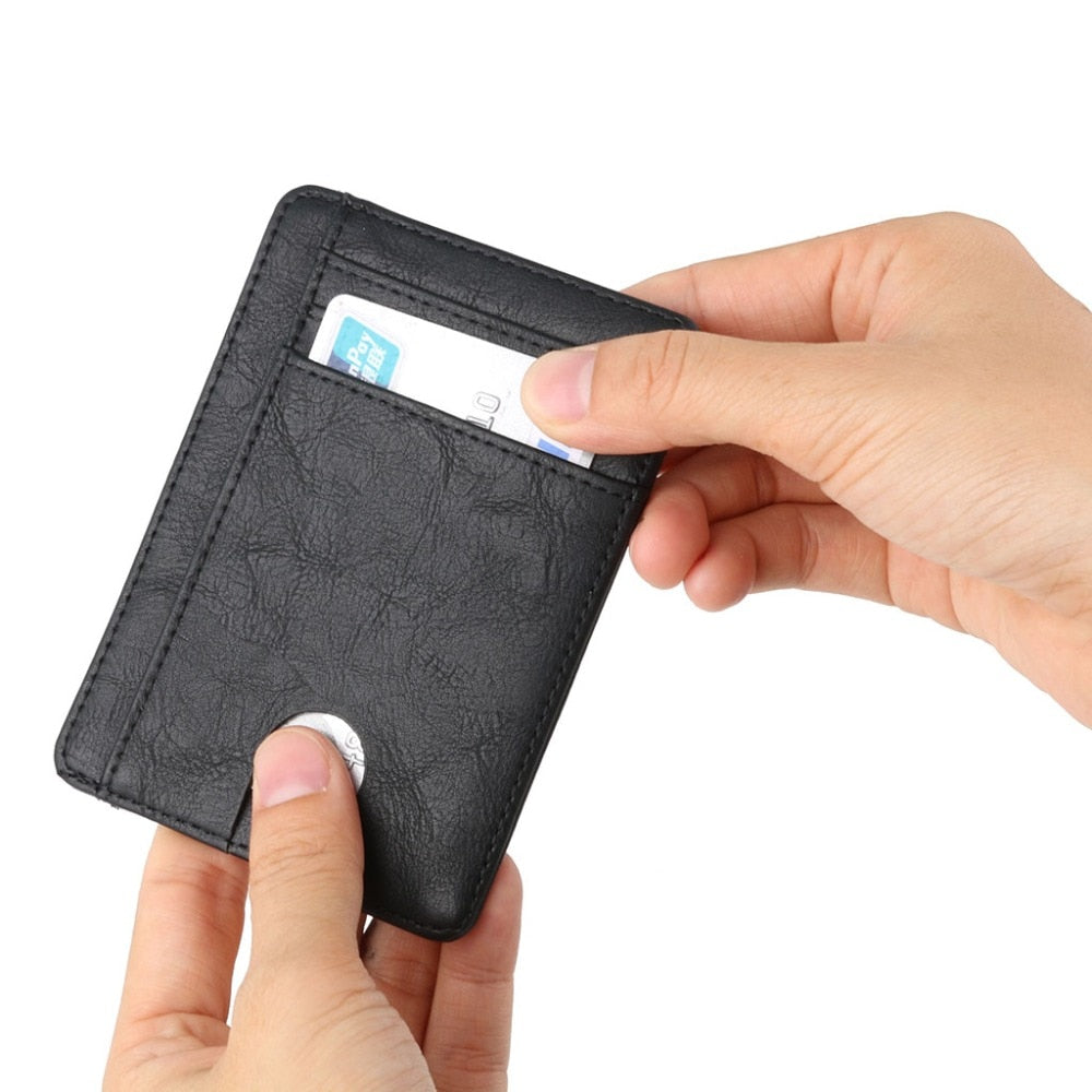 Slim Minimalist Front Pocket Leather Wallet,Credit & ID Card Holder,for Men & Women