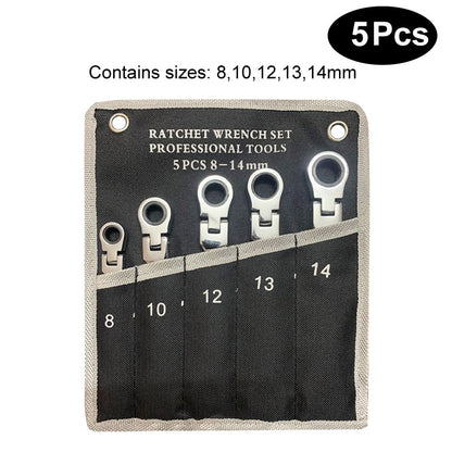 Flex-Head Combination Spanner Ratchet Set,72-Metric Tooth Box End Wrench